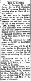 1968-08-31 Obituary of Thomas Preston Ramsay